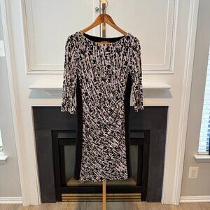 Lauren Ralph Lauren Black & White Abstract Print Sheath Dress – Size 12